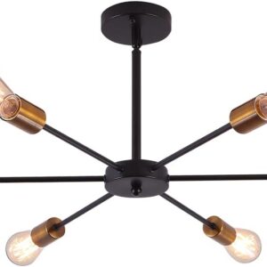 Modern Sputnik Chandelier Black Gold E27 Bulbs