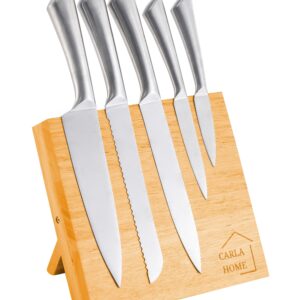 Natural Bamboo Magnetic Knife Block Holder with Strong Magnets for Home Kitchen Storage & Organisation