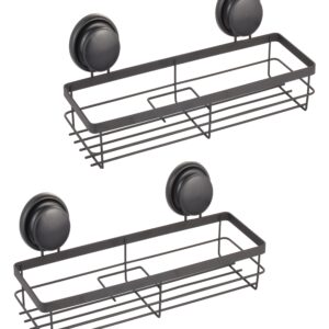 2 Pack Rectangular Corner Shower Caddy Shelf Basket Rack with Premium Vacuum Suction Cup No-Drilling for Bathroom and Kitchen