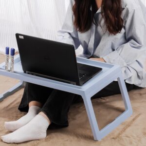 Multifunction Laptop Bed Desk with foldable legs for Home Office (Blue)