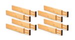 8 Pack Bamboo Adjustable Kitchen Drawer Dividers (Large  44-55 cm)