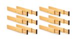 12 Pack Bamboo Adjustable Kitchen Drawer Dividers (Large  44-55 cm)