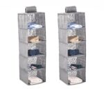 2 Pack 5-Tier Shelf Hanging Closet Organizer and Storage for Clothes (Grey)