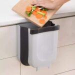 Hanging Trash Can Collapsible Small Garbage Waste Bin for Kitchen Cabinet Door (Grey)