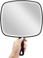 Extra Large Black Handheld Mirror with Handle (31 5 x 23 cm)