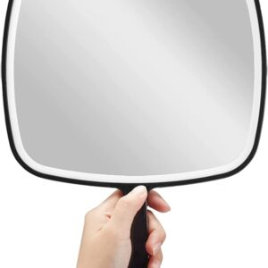 Extra Large Black Handheld Mirror with Handle (31 5 x 23 cm)