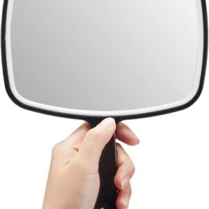 Extra Large Black Handheld Mirror with Handle (24 x 16 cm)