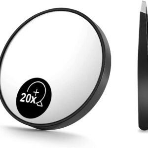 20X Magnifying Mirror and Eyebrow Tweezers Kit for Travel