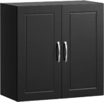 Wall Storage Cabinet Double Doors  Black