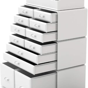 Makeup Cosmetic Organizer Storage with 12 Drawers Display Boxes (White)