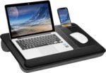 Portable Laptop Desk with Device Ledge  Mouse Pad and Phone Holder for Home Office (Black  43cm)