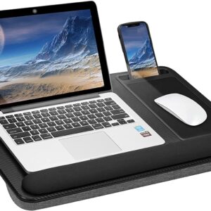 Portable Laptop Desk with Device Ledge  Mouse Pad and Phone Holder for Home Office (Black  43cm)