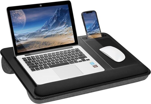 Portable Laptop Desk with Device Ledge  Mouse Pad and Phone Holder for Home Office (Black  43cm)