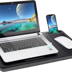 Portable Laptop Desk with Device Ledge  Mouse Pad and Phone Holder for Home Office (Black  40cm)