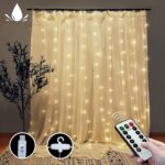 300 LEDs Window Curtain Fairy Lights 8 Modes and Remote Control for Bedroom (Warm White  300 x 300cm)