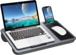 Portable Laptop Desk with Device Ledge  Mouse Pad and Phone Holder for Home Office (Silver  40cm)