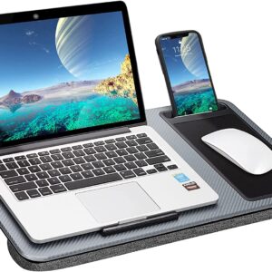 Portable Laptop Desk with Device Ledge  Mouse Pad and Phone Holder for Home Office (Silver  40cm)