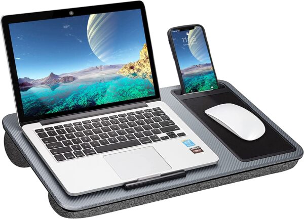 Portable Laptop Desk with Device Ledge  Mouse Pad and Phone Holder for Home Office (Silver  40cm)