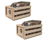 Twin Pack  Vinyl LP Record Storage Crate Natural Wood