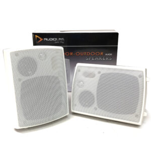 New Audioline Indoor Outdoor Speaker Pair 3-Way 4"" Bookshelf Wall / Ceiling Mount