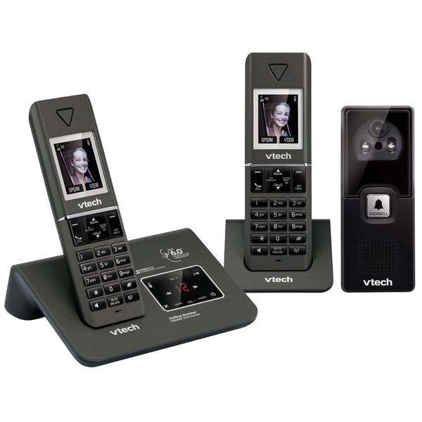 15951 Twin DECT 6.0 Cordless Home Phone w Video Doorbell Answering Machine