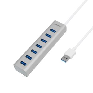 7-Port USB 3.0 Aluminum Slim Hub With Power For PC and MAC