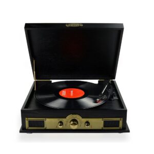 Vintage Wood Turntable with Bluetooth Speaker  AM/FM Radio