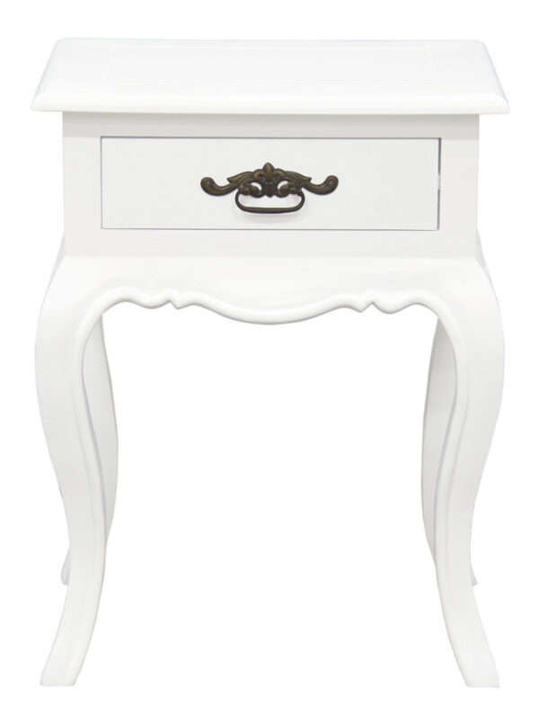 French Provincial 1 Drawer Lamp Table (White)