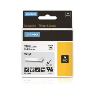 DymoRhino Blk on Wt 19mm Tape 19mm x 5.5m - for use in  Printer