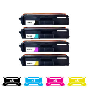 Compatible Premium 12-Pack  TN443 Compatible Toner Combo [3BK 3C  3Y] - for use in  Printers