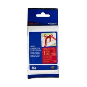 TZe-RW34 12mm x 4m Gold on Wine Red Ribbon Tape - for use in  Printer