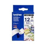 TZe-FA3 12mm x  Blue on White Fabric Tape - for use in  Printer