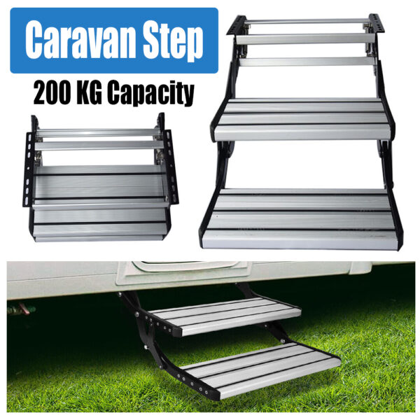 Aluminium Double  Step Pull Out Folding Steps For Road RV Camper Trailer