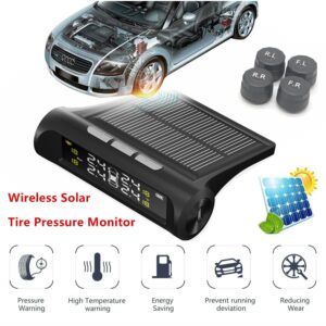 4 Sensor Solar Wireless TPMS Car Tire Tyre Pressure System Monitoring External