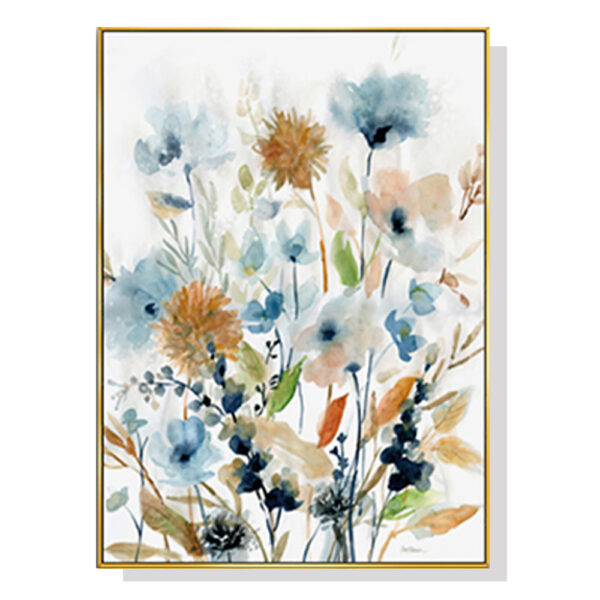 Wall Art 60cmx90cm Colourful Floras Watercolour  I Gold Frame Canvas