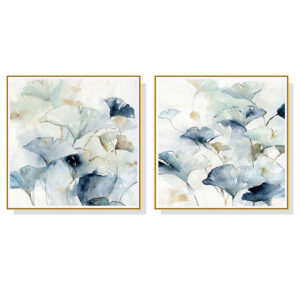 Wall Art 70cmx70cm Gingko Leaves By Carol Robinson 2 Sets Gold Frame Canvas