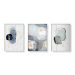 Wall Art 50cmx70cm Marbled Light Grey 3 Sets Gold Frame Canvas