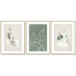 Wall Art 40cmx60cm Abstract body and leaves 3 Sets Gold Frame Canvas