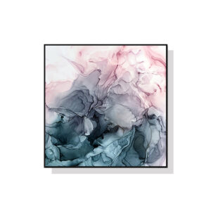 70cmx70cm Marbled Pink Grey Black Frame Canvas Wall Art