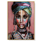 Wall Art 50cmx70cm African woman II Gold Frame Canvas