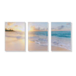 Wall Art 60cmx90cm Ocean and beach 3 Sets White Frame Canvas