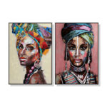 Wall Art 50cmx70cm African women 2 Sets Black Frame Canvas