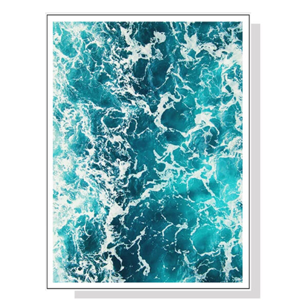 Wall Art 50cmx70cm Blue Ocean White Frame Canvas