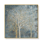 Wall Art 60cmx60cm Forest In The Twilight Trees Gold Frame Canvas