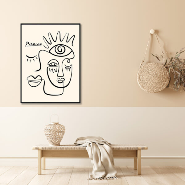 Wall Art 50cmx70cm Line Art By Pablo Picasso Black Frame Canvas