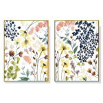 Wall Art 50cmx70cm Flower Composition 2 Sets Gold Frame Canvas