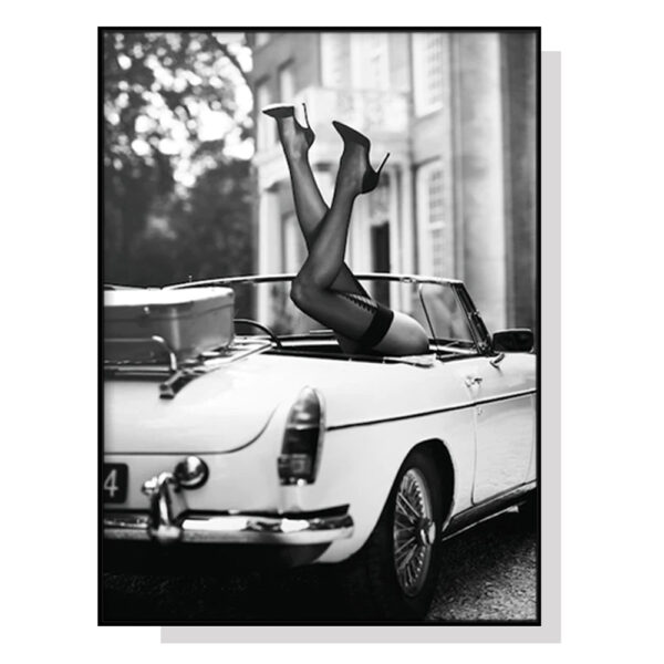 Wall Art 60cmx90cm High Heels in Classic Car Black Frame Canvas