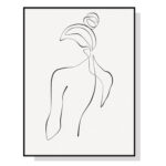 Wall Art 50cmx70cm Woman Back Line Art Black Frame Canvas