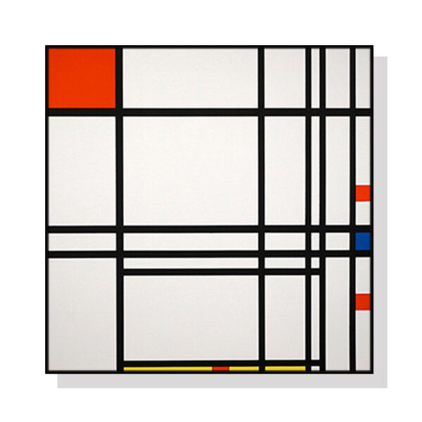 Wall Art 80cmx80cm Abstract Art By Piet Mondrian Black Frame Canvas