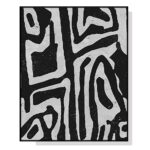 80cmx120cm Abstract Black Artwork Black Frame Canvas Wall Art